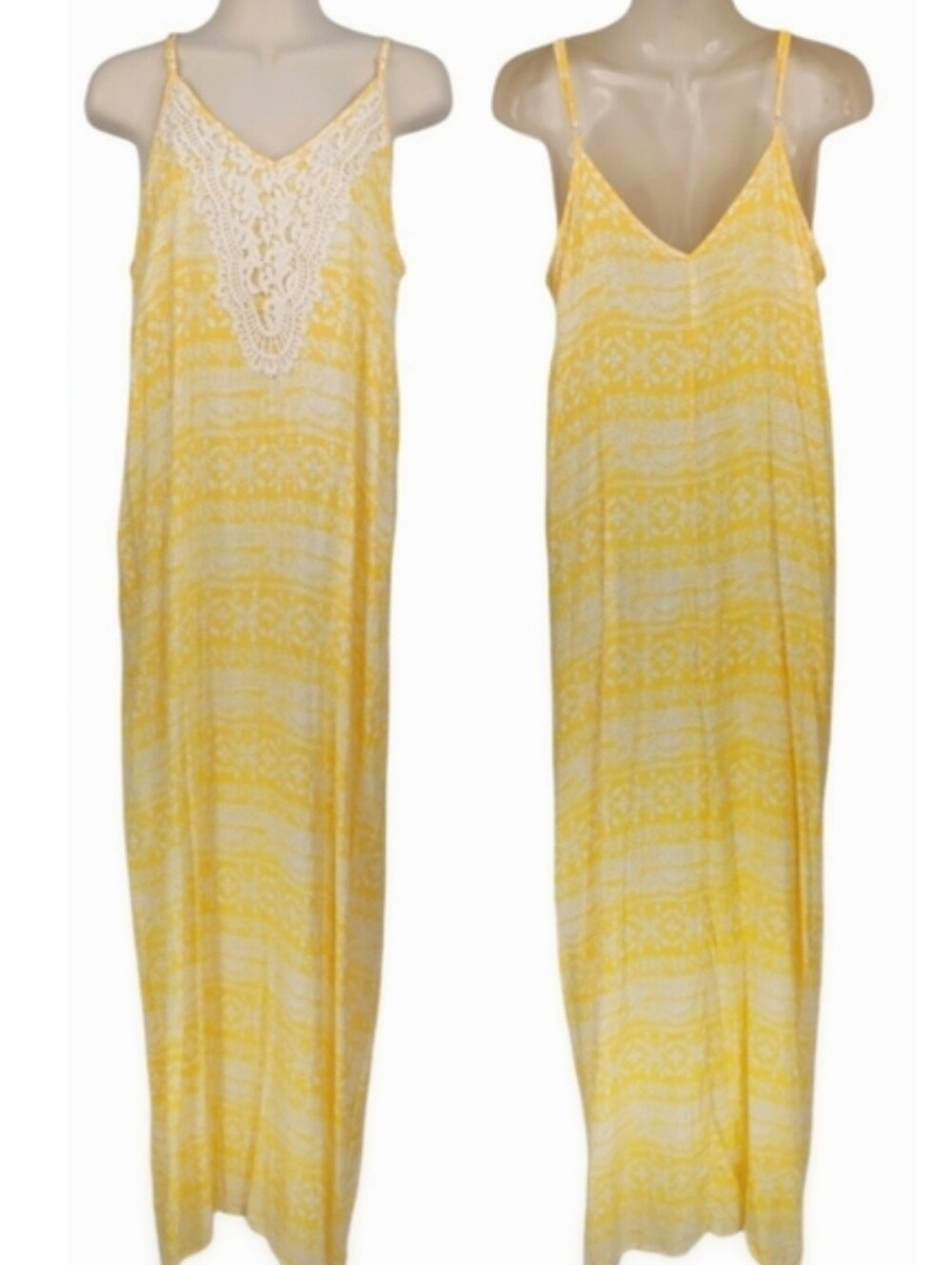 LOVE ON A HANGER Crochet Lace Yellow Maxi Dress Sz L